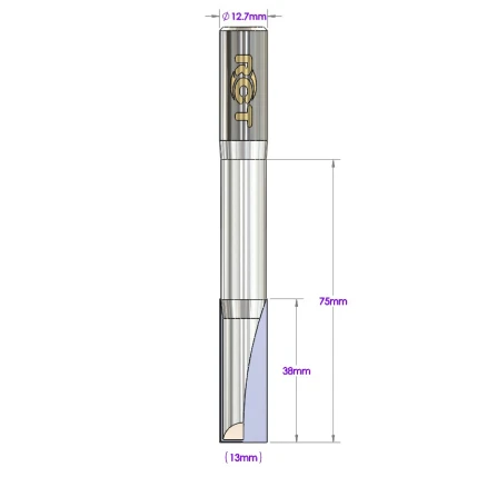 RCT 12.7x75x13x38mm Straight Bit Half Cutting